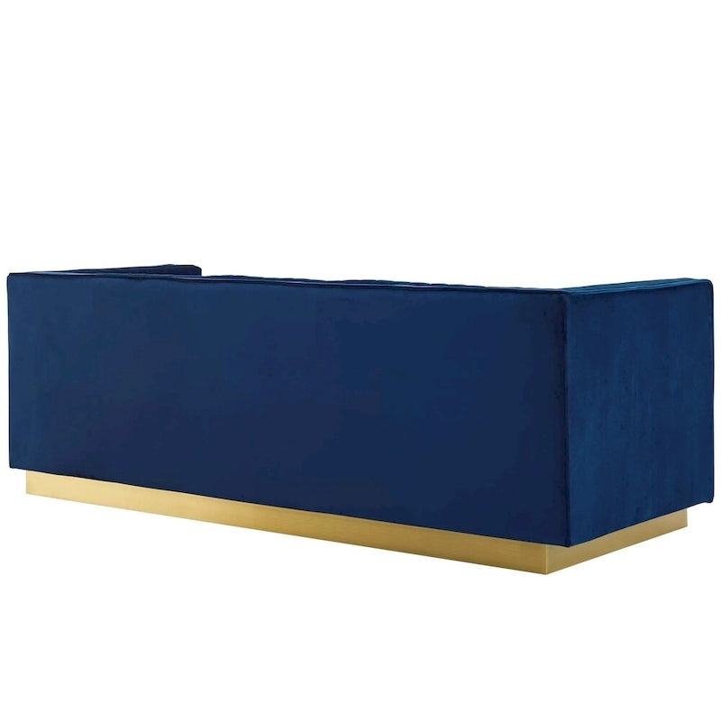 Silver Orchid Perez Vertical Channel Tufted Velvet Sofa