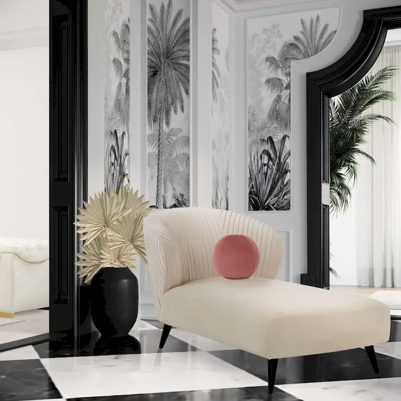 Maliah chaise longue met geplooide fluwelen bekleding