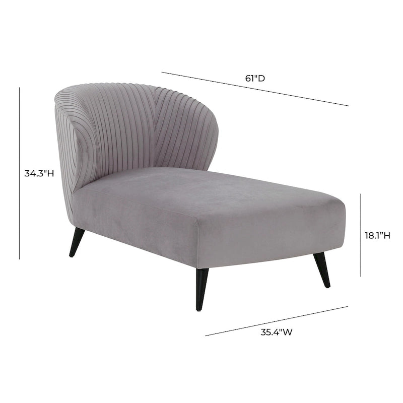 Maliah Pleated Velvet Upholstered Chaise