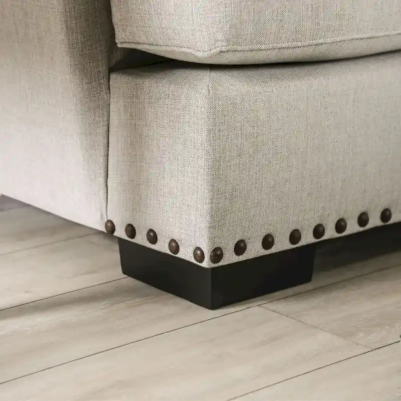 Bule Transitional Light Grey Fabric Upholstered Nailhead Trim Sofa with Pillows by Furniture of America