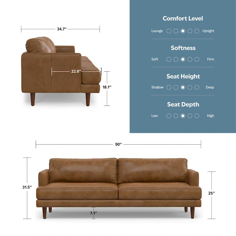 WYNDENHALL Chloris 90 inch Wide Mid-Century Modern Sofa