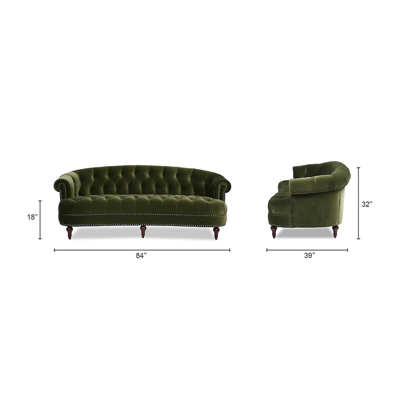 La Rosa 84 Mid-Century Modern Velvet Upholstered Chesterfield Tufted Sofa