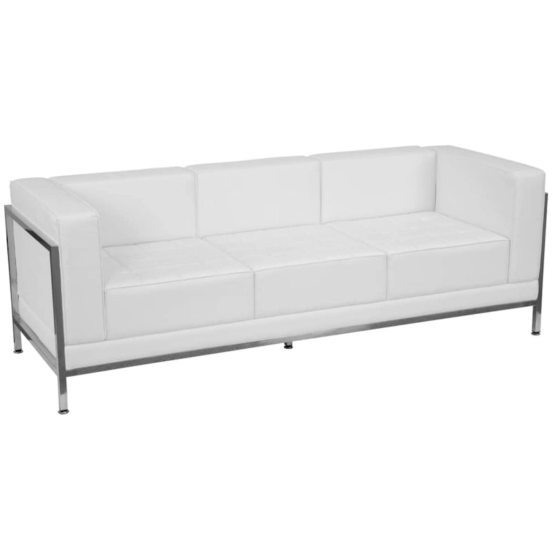 Divano modulare LeatherSoft con seduta trapuntata capitonné e struttura di contenimento - 79L x 28.75P x 27.25H