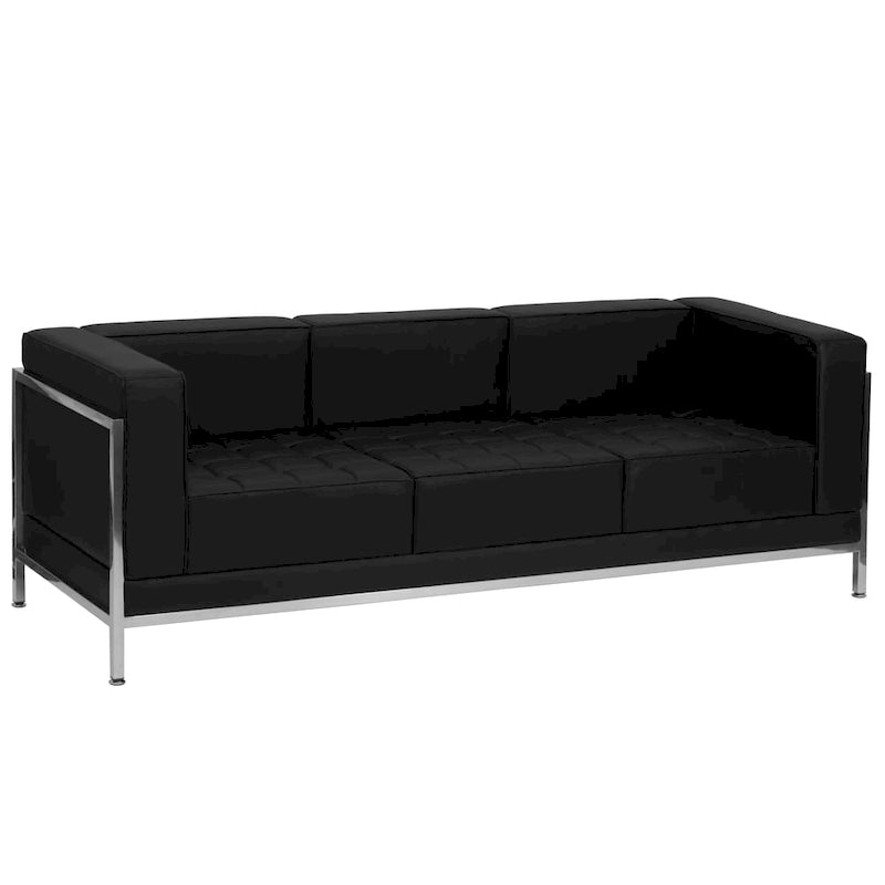 Divano modulare LeatherSoft con seduta trapuntata capitonné e struttura di contenimento - 79L x 28.75P x 27.25H