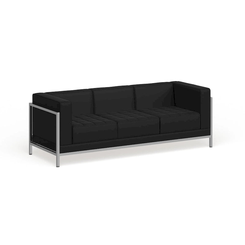 Divano modulare LeatherSoft con seduta trapuntata capitonné e struttura di contenimento - 79L x 28.75P x 27.25H