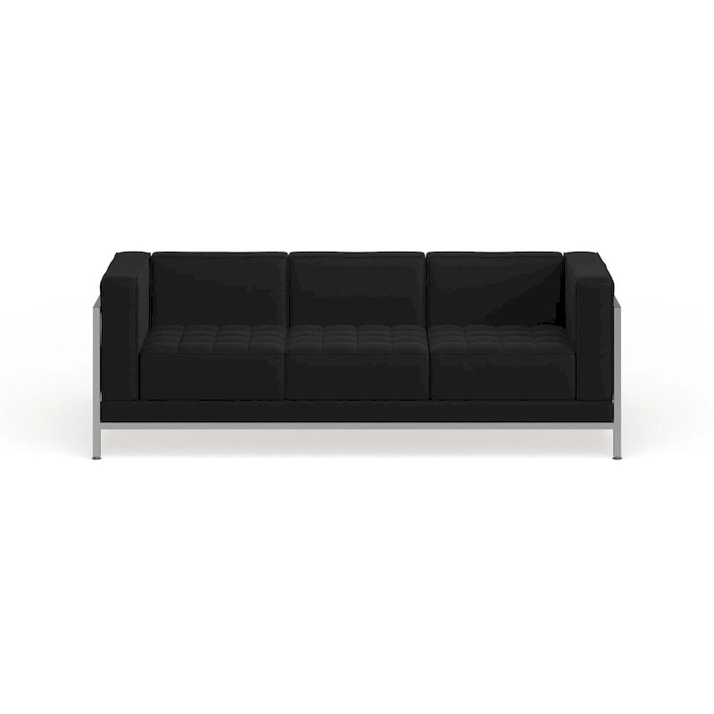 Divano modulare LeatherSoft con seduta trapuntata capitonné e struttura di contenimento - 79L x 28.75P x 27.25H