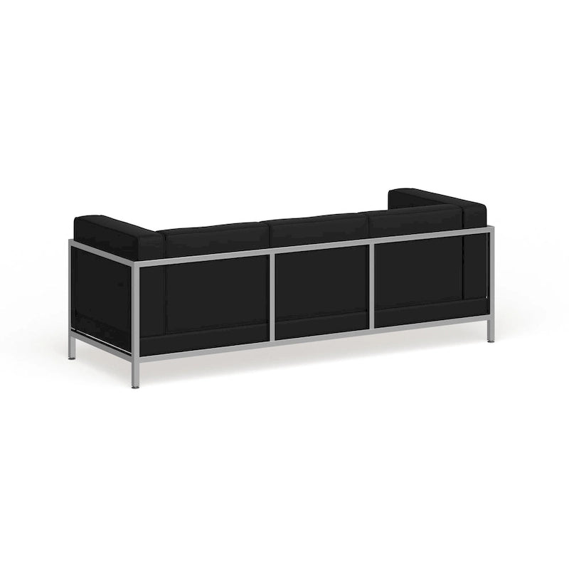 Divano modulare LeatherSoft con seduta trapuntata capitonné e struttura di contenimento - 79L x 28.75P x 27.25H