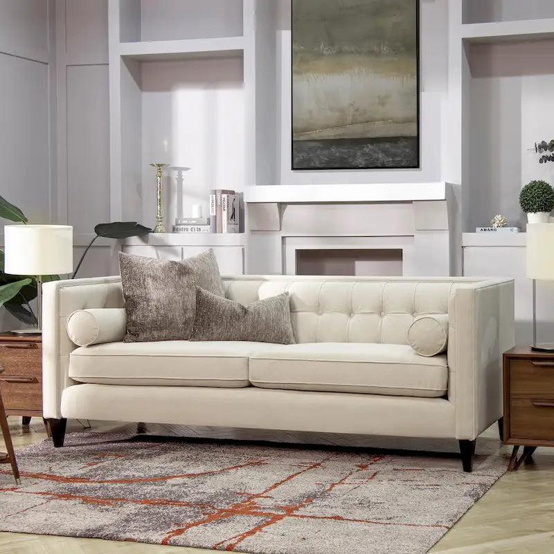 Jack 84 Modern Upholstered Tufted Tuxedo Sofa