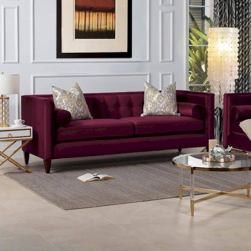 Jack 84 Modern Upholstered Tufted Tuxedo Sofa