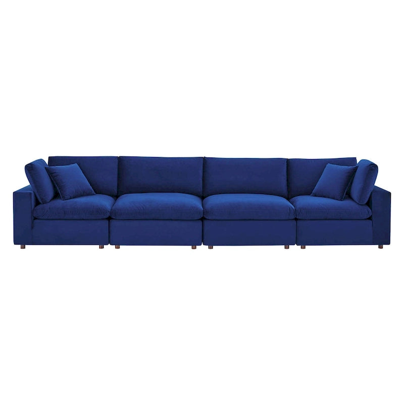 Commix überfülltes 4-Sitzer-Sofa aus Performance-Samt mit Daunenfüllung