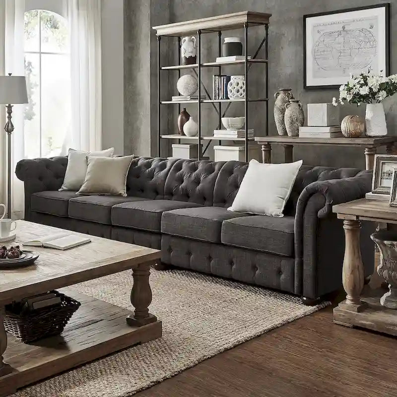 Sufan Chesterfield griż u extra twil ta’ Knightsbridge minn iNSPIRE Q Artisan