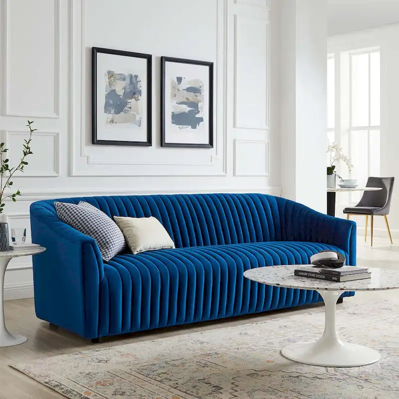 Divano con Canali Trapuntati in Velluto Performance Announce