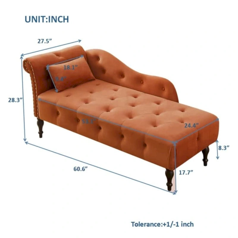 Poltrona a Sdraio in Velluto 61 con 1 Cuscino e Rivestimento con Borchie
