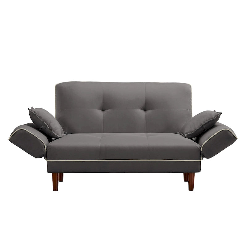 Multifunctional Sofa Bed Sleeper with 2 Pillows Beige Fabric