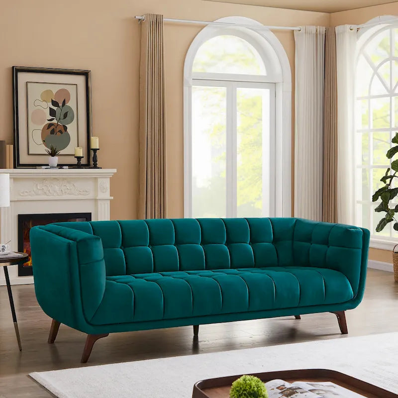 Divano Confor Modern Chesterfield in Velluto per Soggiorno