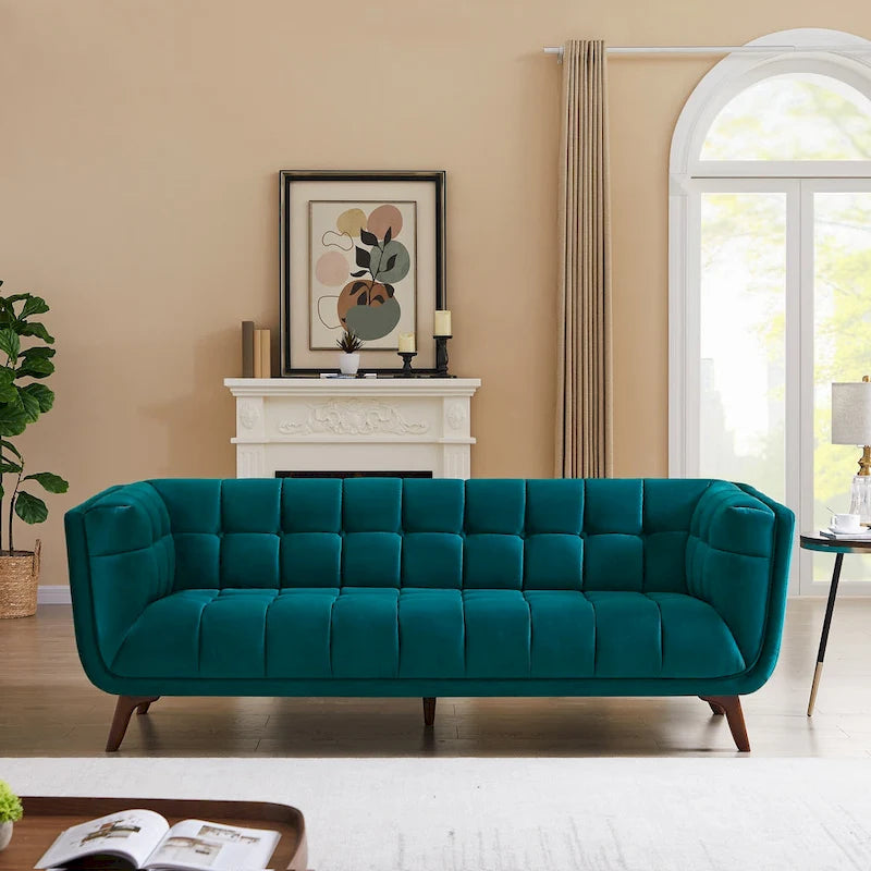 Divano Confor Modern Chesterfield in Velluto per Soggiorno