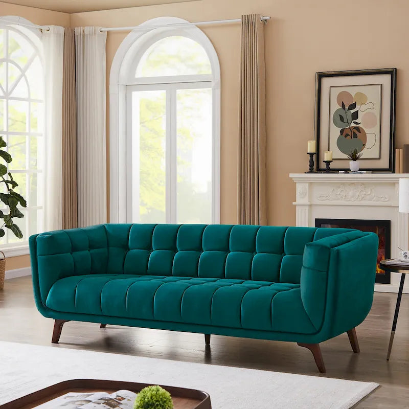 Divano Confor Modern Chesterfield in Velluto per Soggiorno