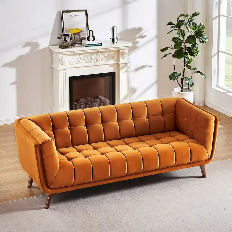 Divano Confor Modern Chesterfield in Velluto per Soggiorno