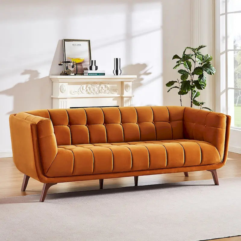 Divano Confor Modern Chesterfield in Velluto per Soggiorno