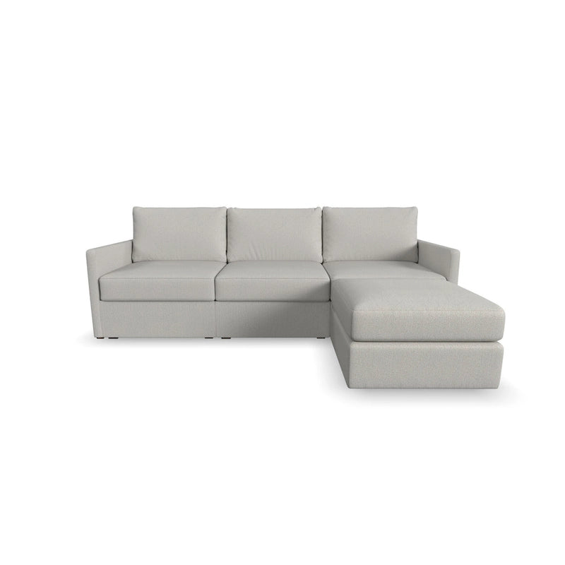 Divano modulare imbottito Flex 99 con pouf poggiapiedi paracolpi - 101 x 35 x 37