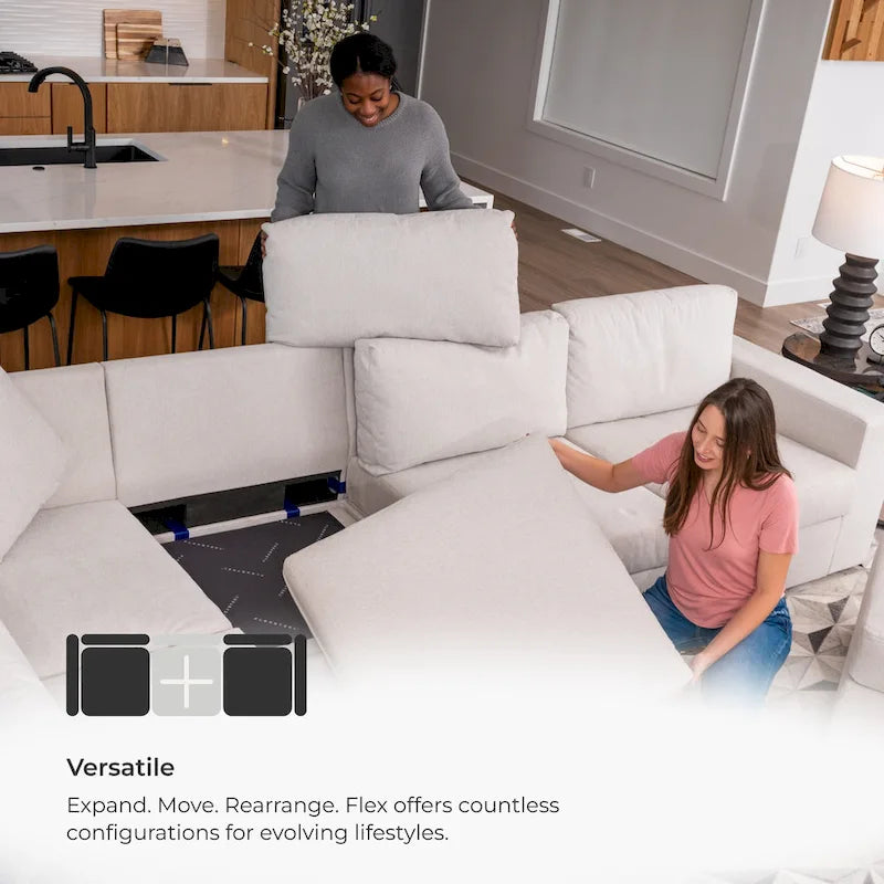 Divano modulare imbottito Flex 99 con pouf poggiapiedi paracolpi - 101 x 35 x 37