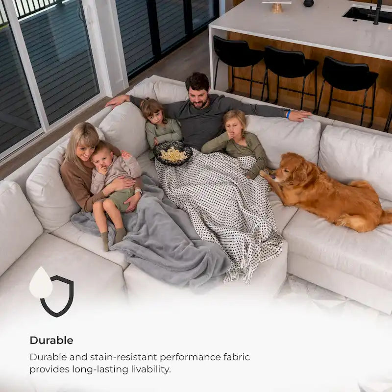 Divano modulare imbottito Flex 99 con pouf poggiapiedi paracolpi - 101 x 35 x 37
