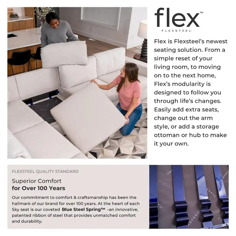 Divano modulare imbottito Flex 99 con pouf poggiapiedi paracolpi - 101 x 35 x 37