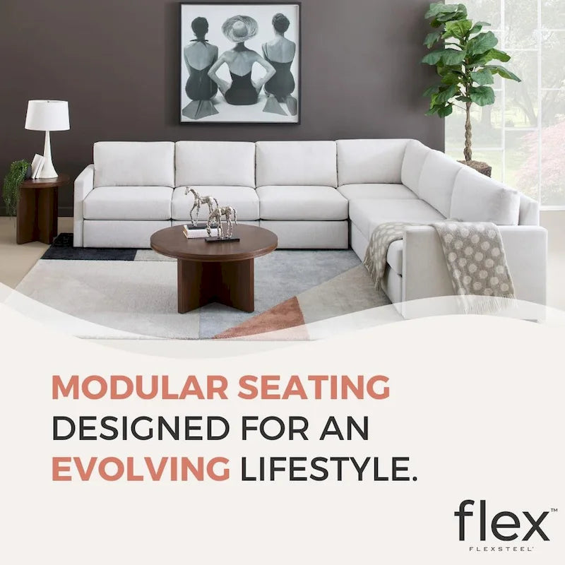 Divano modulare imbottito Flex 99 con pouf poggiapiedi paracolpi - 101 x 35 x 37