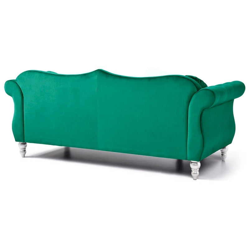 Divano a 3 posti Chesterfield Hollywood 82 pollici in velluto con 2 cuscini decorativi - 82L x 35W x 34H