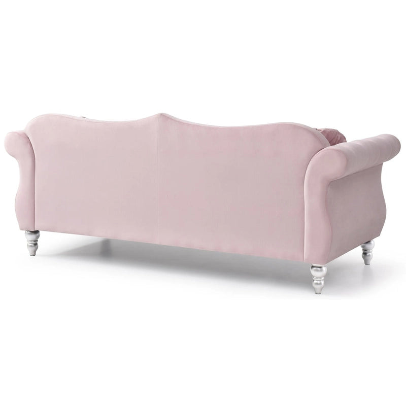 Divano a 3 posti Chesterfield Hollywood 82 pollici in velluto con 2 cuscini decorativi - 82L x 35W x 34H