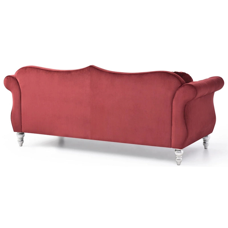 Divano a 3 posti Chesterfield Hollywood 82 pollici in velluto con 2 cuscini decorativi - 82L x 35W x 34H