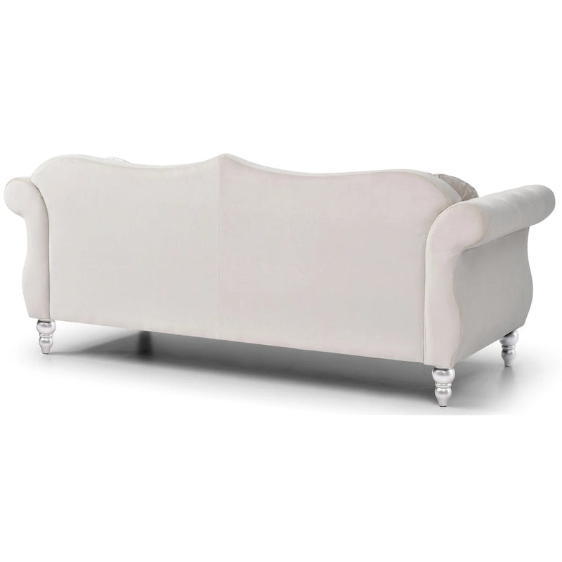 Divano a 3 posti Chesterfield Hollywood 82 pollici in velluto con 2 cuscini decorativi - 82L x 35W x 34H