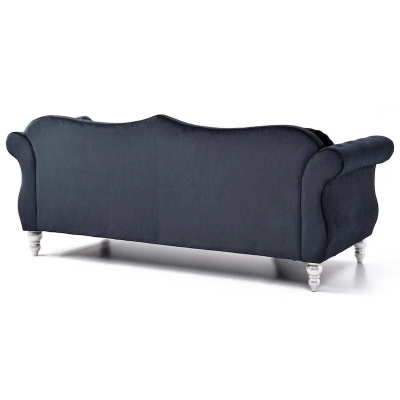 Divano a 3 posti Chesterfield Hollywood 82 pollici in velluto con 2 cuscini decorativi - 82L x 35W x 34H