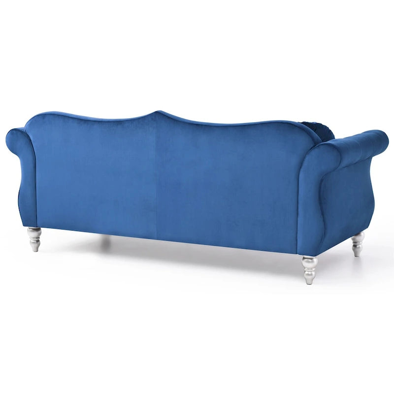 Divano a 3 posti Chesterfield Hollywood 82 pollici in velluto con 2 cuscini decorativi - 82L x 35W x 34H