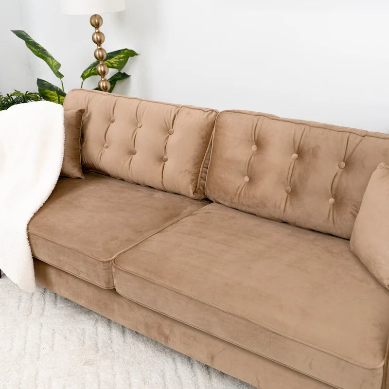 Orion Mid Century Modern Furniture Style Velvet Living Room Couch