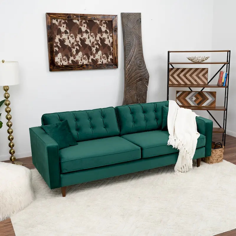 Orion Mid Century Modern Furniture Style Velvet Living Room Couch