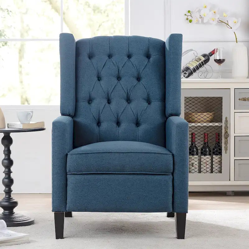 27 Wide Upholstered Manual Recliner, Wing Sofa Chair with Wood Legs