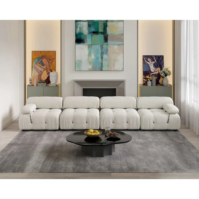 138 Convertible Modular Sectional Sofa, Luxury Modern 4-Seat Wide Couch Sectional for Living Room Bedroom Office Apartment