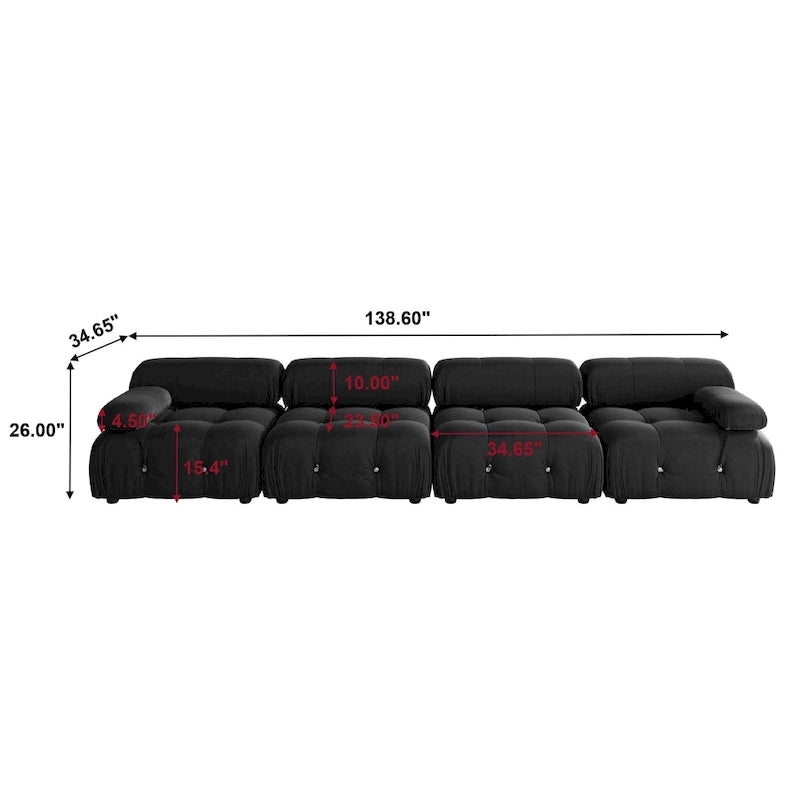 Divano componibile modulare convertibile 138, divano sezionale ampio a 4 posti di lusso moderno per soggiorno, camera da letto, ufficio, appartamento