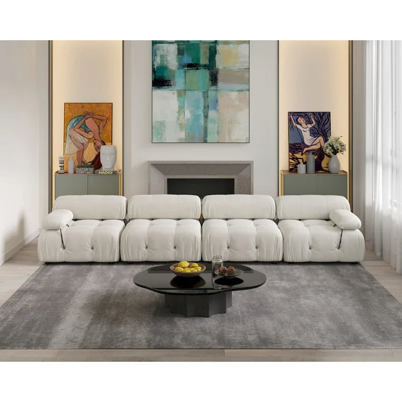 Divano componibile modulare convertibile 138, divano sezionale ampio a 4 posti di lusso moderno per soggiorno, camera da letto, ufficio, appartamento