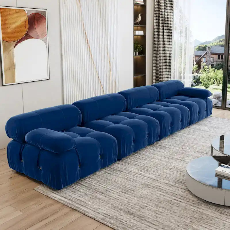Divano componibile modulare convertibile 138, divano sezionale ampio a 4 posti di lusso moderno per soggiorno, camera da letto, ufficio, appartamento