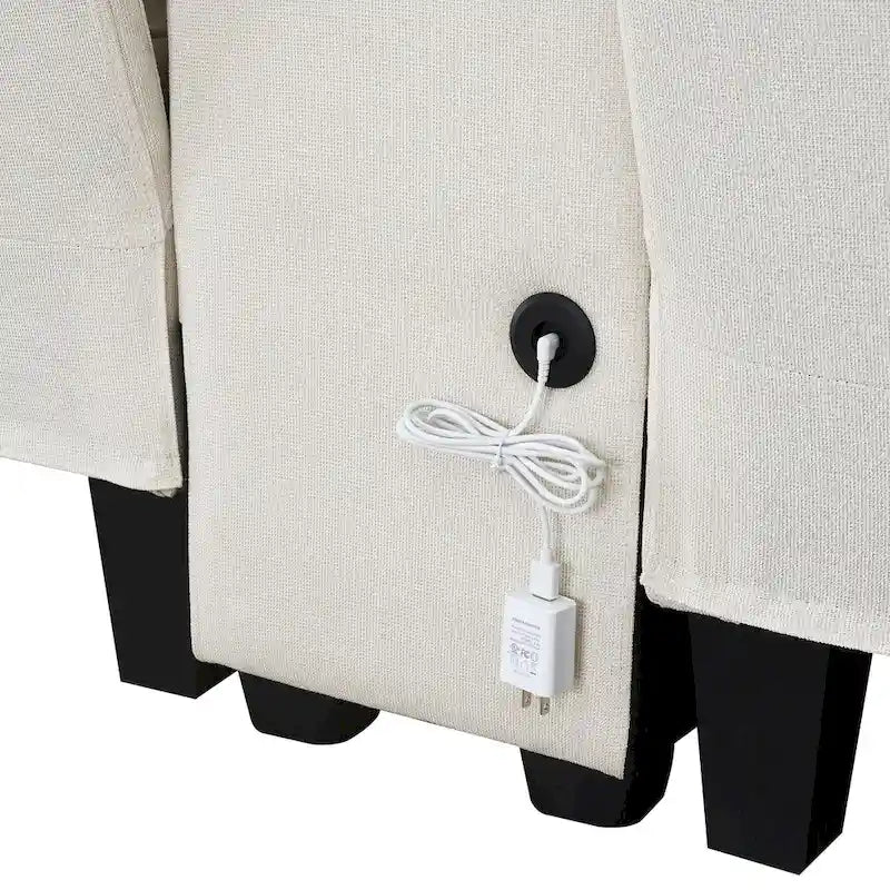 Divano imbottito con console, 2 portabicchieri e 2 porte USB con ricarica cablata o wireless
