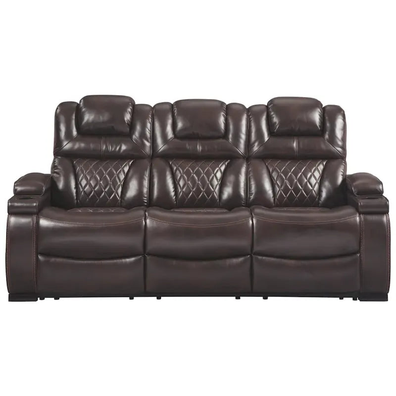 Divano Reclinabile Elettrico in Similpelle Marrone Cioccolato Warnerton - 84 L x 38 P x 44 H