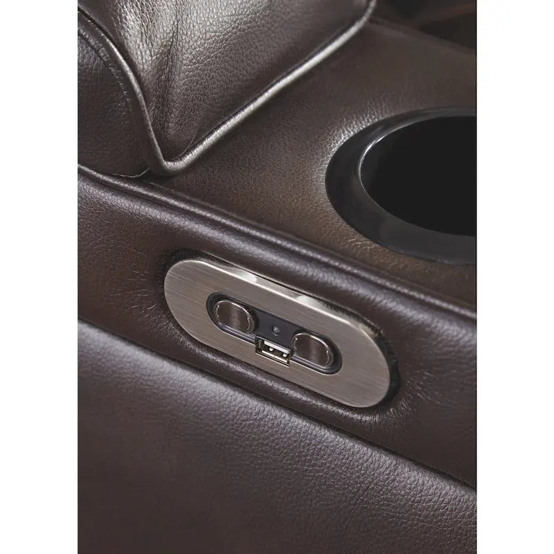 Divano Reclinabile Elettrico in Similpelle Marrone Cioccolato Warnerton - 84 L x 38 P x 44 H