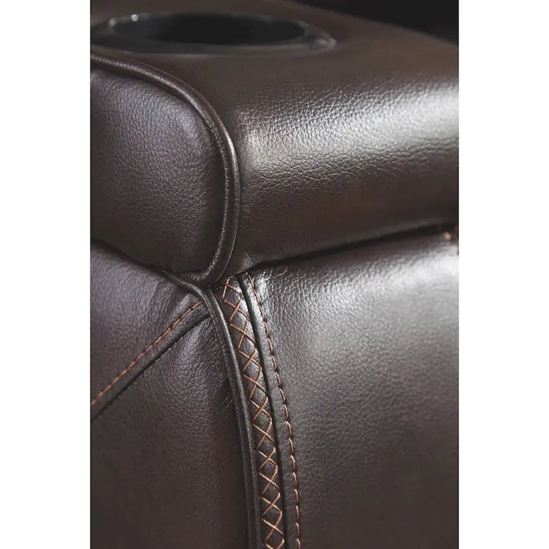 Divano Reclinabile Elettrico in Similpelle Marrone Cioccolato Warnerton - 84 L x 38 P x 44 H