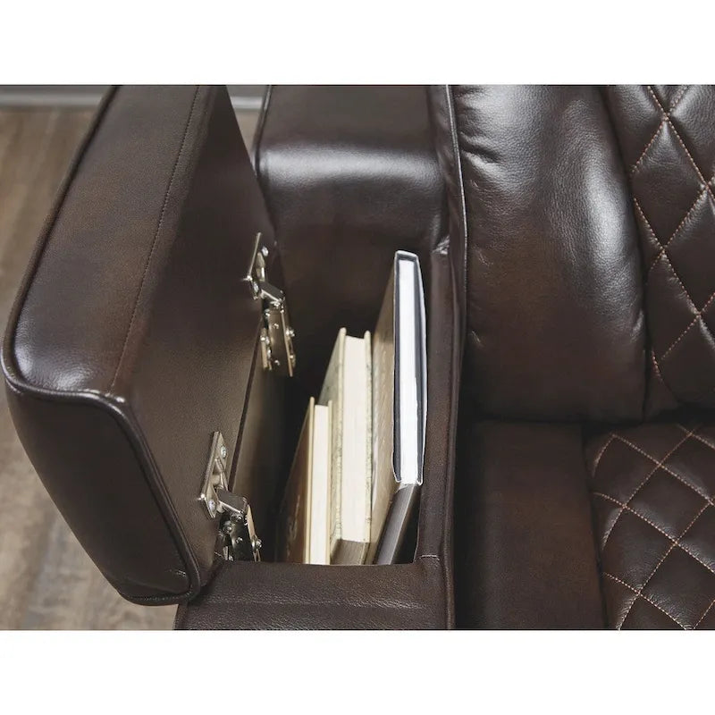 Divano Reclinabile Elettrico in Similpelle Marrone Cioccolato Warnerton - 84 L x 38 P x 44 H