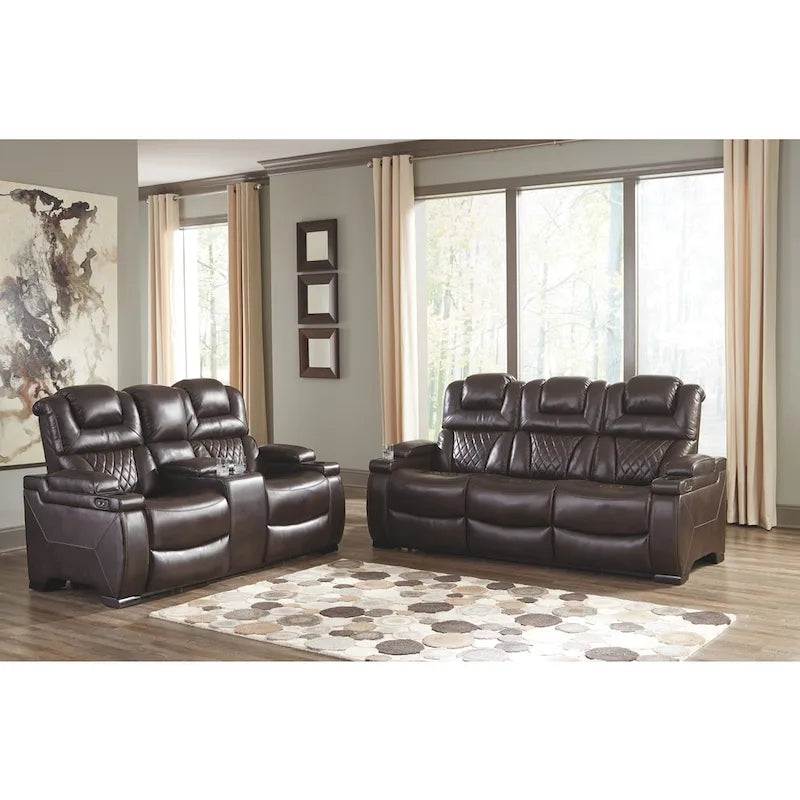 Divano Reclinabile Elettrico in Similpelle Marrone Cioccolato Warnerton - 84 L x 38 P x 44 H