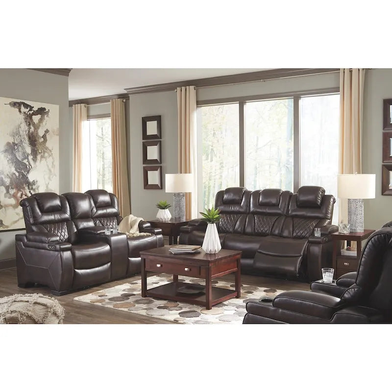 Divano Reclinabile Elettrico in Similpelle Marrone Cioccolato Warnerton - 84 L x 38 P x 44 H