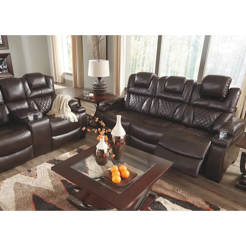 Divano Reclinabile Elettrico in Similpelle Marrone Cioccolato Warnerton - 84 L x 38 P x 44 H