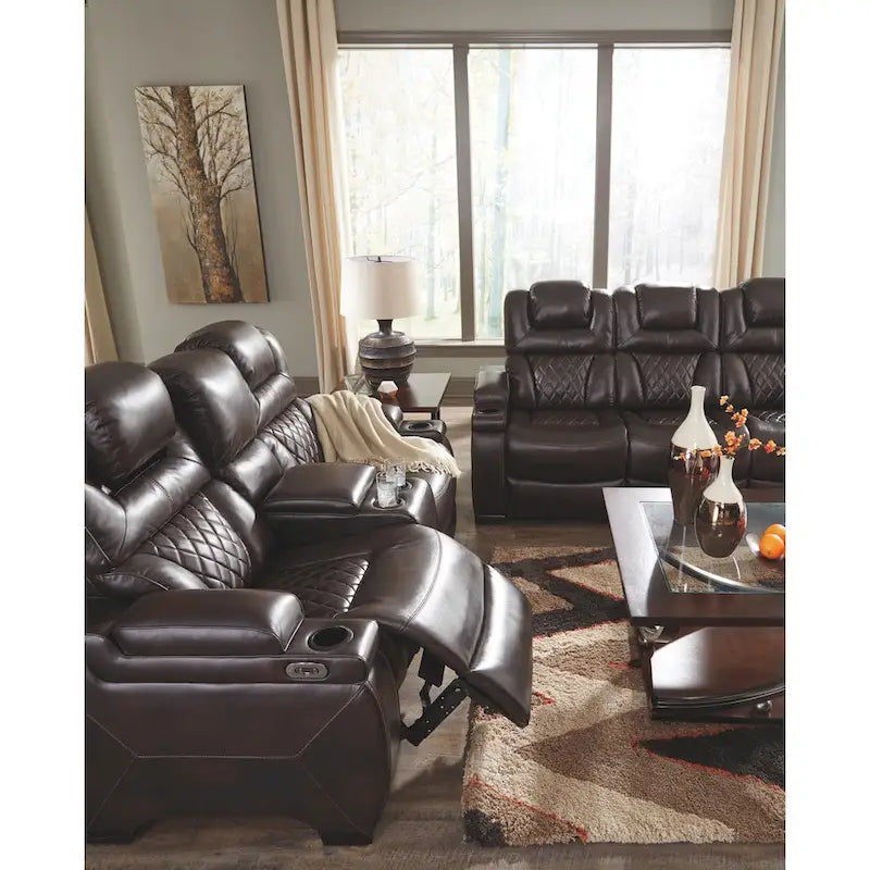 Divano Reclinabile Elettrico in Similpelle Marrone Cioccolato Warnerton - 84 L x 38 P x 44 H